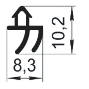 Sandarinimo profilis | guma | tarpinė | juostelė | TPE | langams| 8,3x10,2mm | 450m