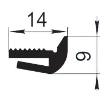 Sandarinimo profilis | guma | tarpinė | juostelė | EPDM | traukinių vagonams | lokomotyvams | 14x9mm | 250m