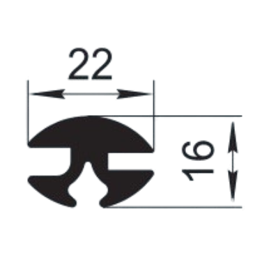 Sandarinimo profilis | guma | tarpinė | juostelė | EPDM | 22x16mm | 3m