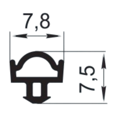 Sandarinimo profilis | guma | tarpinė | juostelė | EPDM | aliuminio profilio konstrukcijoms | 7,8x7,5mm | 300m