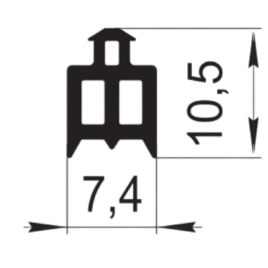 Sandarinimo profilis | guma | tarpinė | juostelė | EPDM | aliuminio profilio konstrukcijoms | 7,4x10,5mm | 250m