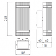 Sieninis lauko šviestuvas 2x50W, IP54, pilkas, NESSA, GU10, GTV Lighting