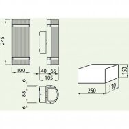 Sieninis lauko šviestuvas 2x50W, IP54, pilkas, SILVA, GU10, GTV Lighting