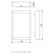 Sieninis lauko šviestuvas LED 12W, 960lm, IP54, juodas, VALLA, GTV Lighting