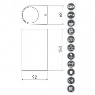 Sieninis lauko šviestuvas 2x35W, IP54, juodas, TIAGO, GU10, GTV Lighting