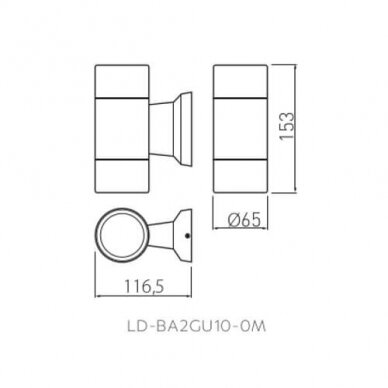 Sieninis lauko šviestuvas 2x10W, IP54, pilkas, BALEO MINI 2, 2xGU10, GTV Lighting 1