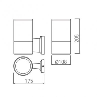 Sieninis lauko šviestuvas 40W, IP54, pilkas, BALEO, E27, GTV Lighting 1