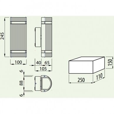 Sieninis lauko šviestuvas 2x50W, IP54, pilkas, SILVA, GU10, GTV Lighting 1