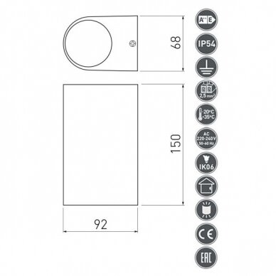 Sieninis lauko šviestuvas 2x35W, IP54, juodas, TIAGO, GU10, GTV Lighting 1