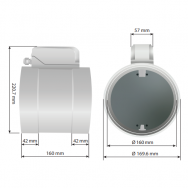 Kanalinio ortakio sklendė su pavara ir slėgio jutikliu | D160 mm | 0-10 m/s | 24 VDC