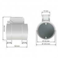 Kanalinio ortakio sklendė su pavara ir slėgio jutikliu | D125 mm | 0-10 m/s | 24 VDC