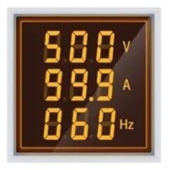 Digital | indication | AC electric power | voltage | current | frequency meter | 0-100A | 60-500VAC | 20-75Hz | 22mm | yellow