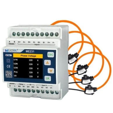 Smart | Digital Power Network Analyzer with Current Transformers CT | 300A | 3-Phase | 230V | Modbus-RTU | Wi-FI