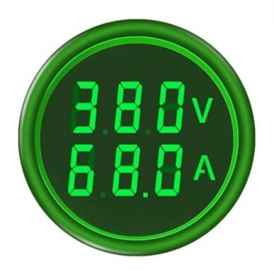 Digital | indicating alternating AC electric power | ammeter | voltmeter | 100A | 60-500VAC | 22mm | green