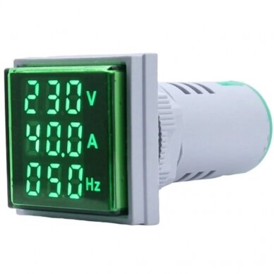 Digital | indication | AC electric power | voltage | current | frequency meter | 0-100A | 60-500VAC | 20-75Hz | 22mm | green 1