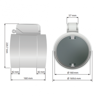 Kanalinio ortakio sklendė su pavara ir slėgio jutikliu | D160 mm | 0-10 m/s | 24 VDC 1