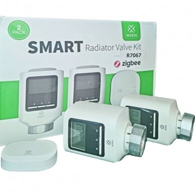 Smart termostatų komplektas, 2x termostatai + ZigBee - Wi-Fi stotelė, TUYA, valdomas programėle, WOOX 2