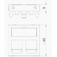 Tinklo LAN rozetė 2xRJ45 1 modulis, C tipas, tiesi, balta, DTG-2C RW1 Rapid 4012195714668