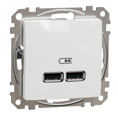 USB 2x lizdas telefono pakrovimui 2,1A baltas SDD111401 Sedna Design Schneider Electric 1