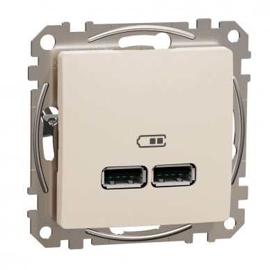 USB 2x lizdas telefono pakrovimui 2,1A kreminis SDD112401 Sedna Design Schneider Electric 1