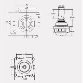 Vairalazdė joystick 4 kryptys 10kΩ D22 4NO+NC 2