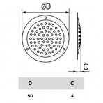 Ventiliacijos grotelės | vėdinimo sistemoms | D50 | apvalios | nuimamos | balta | cinkuotas plienas | 05IPBZ