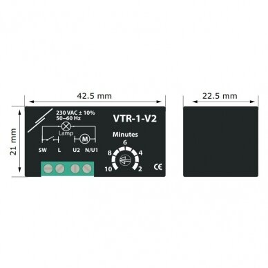 Ventiliatoriaus variklio išjungimo laikmatis 2-10min, 1.5A, VTR-1-V2 2
