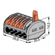 WAGO gnybtas 222-415 spyruokliniai atlenkiami 5 vietų gnybtai (laidų jungtis) 0,08x2,5mm², maks. 4mm², 4044918464956