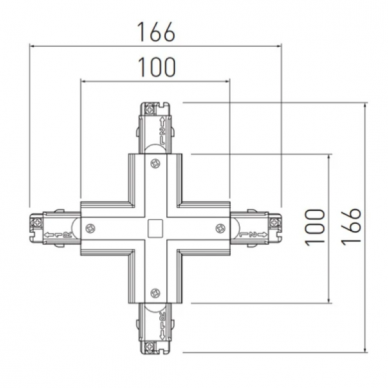 X formos sujungimas X-RAIL bėgeliui, 3F, 166x166mm, juodas, GTV Lighting 1