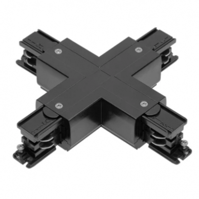 X formos sujungimas X-RAIL bėgeliui, 3F, 166x166mm, juodas, GTV Lighting